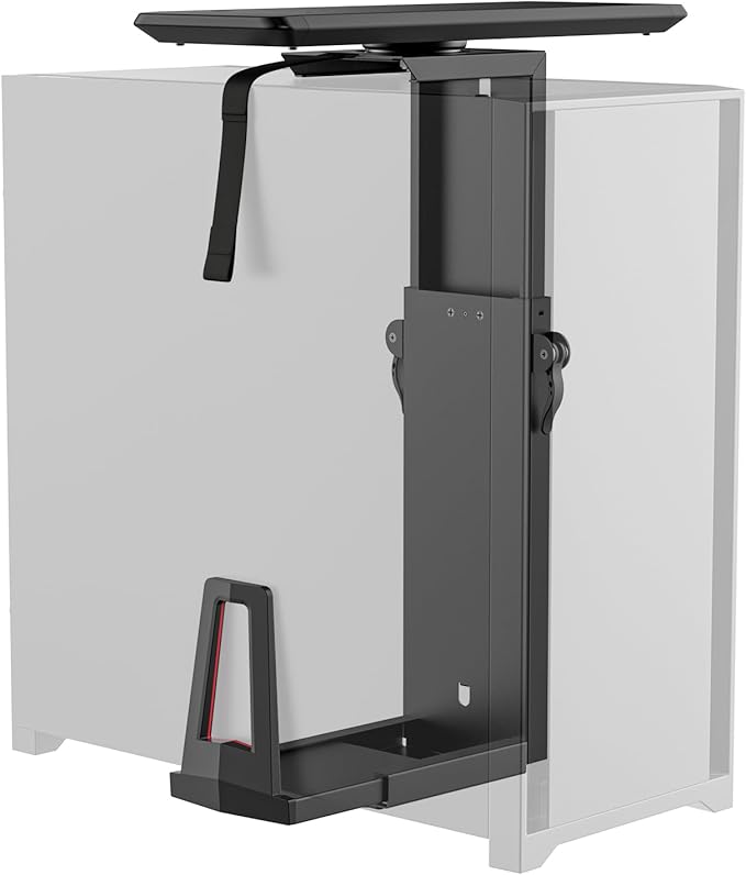 Mount-It! CPU Under Desk Mount Bracket Rack, Adjustable Computer Tower Desk Mount with Sliding Track, 33 lbs Capacity, Black
