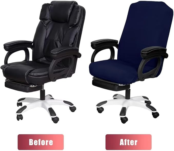 SARAFLORA 2 Pack Office Chair Cover, Stretchable Desk Chair Cover Removable Computer Chair Cover for Office Chair with Zipper Universal Spandex Rotating Chair Cover Anti-dust Chair Slipcover,Navy