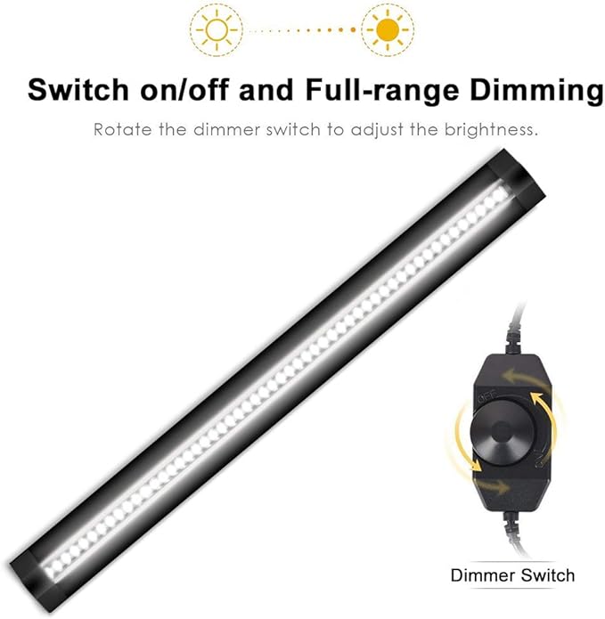 inShareplus 13inch LED Under Cabinet Lighting, Dimmable Light, Warm White 4500K, CRI90+, 450Lumens, DC 12V Ultra Thin Under Counter Kitchen Lights for Kitchen, Shelf, Cupboard, Black, 1 Pack