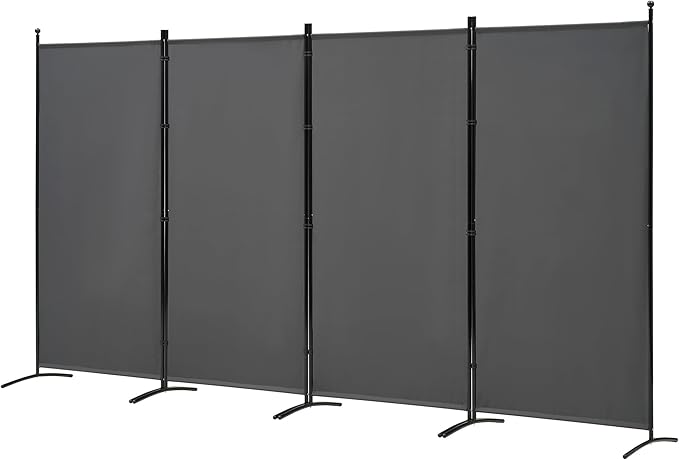 Spurgehom 4 Panel Room Dividers Folding Privacy Screen, Freestanding Fabric Partition Portable Room Partition Wall Dividers for Home Office Room Restaurant, 136" W X 72" H (Grey)