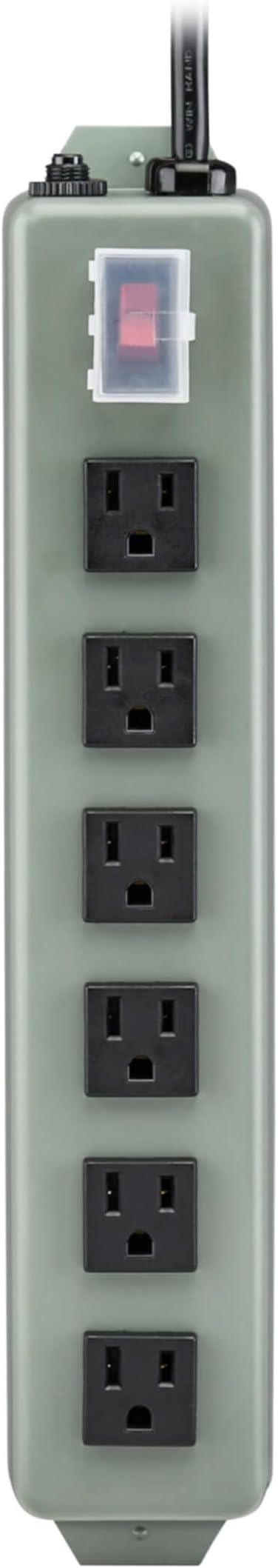 Eaton Tripp Lite series 6-Outlet Heavy Duty Power Strip, Metal, Mountable (Wall Mount & Under Desk) 15ft Extension Cord, On/Off Switch Cover, Industrial Garage Shop Work Bench Applications (UL24CB-15)