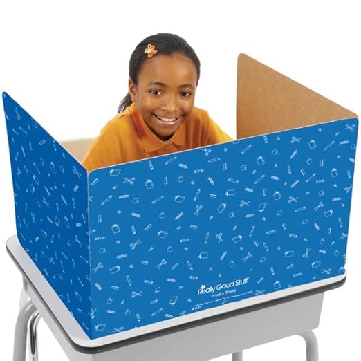 Really Good Stuff Standard Privacy Shield, 3 Colors, Set of 12, Matte Finish in Red, Green & Blue - Desk Dividers