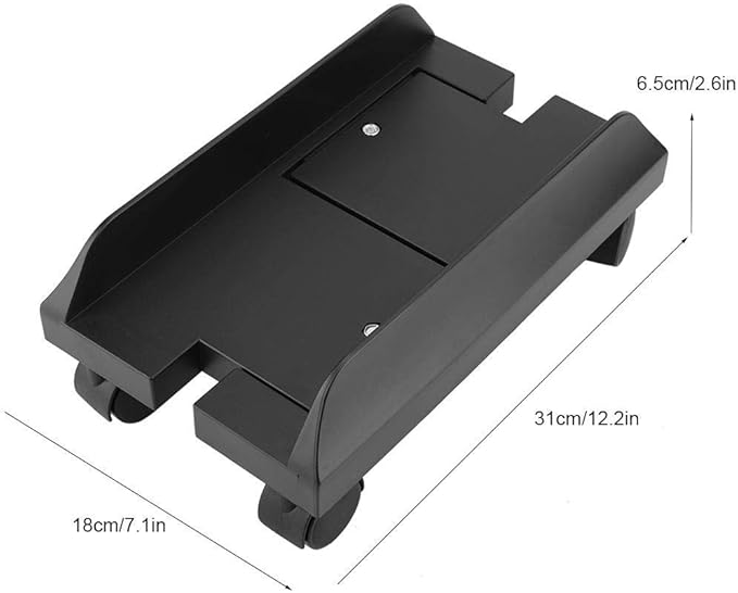 Universal ABS PC Computer Tower Stand Holder, Adjustable Width, Rolling Caster Wheels, 6-10 inches, Black