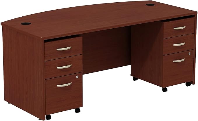 Bush Business Furniture Series C 72W Bowfront Shell Desk with (2) 3-Drawer Mobile Pedestals