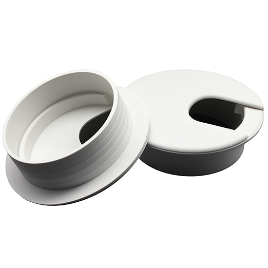 2Pcs 2 Inch Desk Grommet ABS Plastic Desk Hole Cover U-Shaped Desk Wire Hole Insert, 2Inch White Cable Hole Cover for Office Home School/Computer Desk