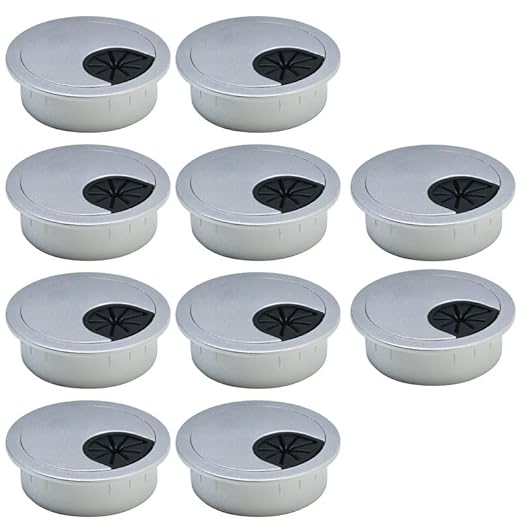EASYEAH 10 Pcs Desk Grommet 2" / 50 mm, Desk Cord Hole Cover, Cable Grommet ABS Plastic, Desk Hole Grommet for Home & Office Pc, Detachable Cable Cord Organizer-Silver Sand