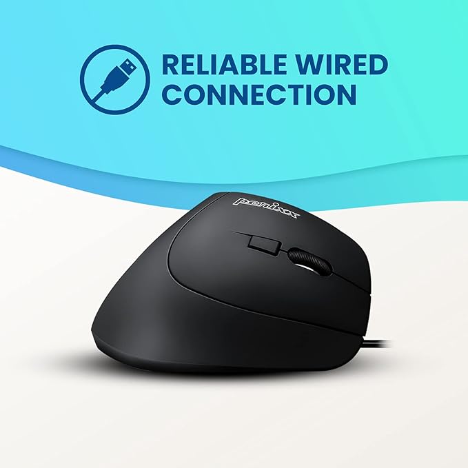 Perixx PERIMICE-515II Wired Ergonomic Vertical Mouse - 1000/1600 DPI - Right Handed Natural Ergonomic Vertical Design