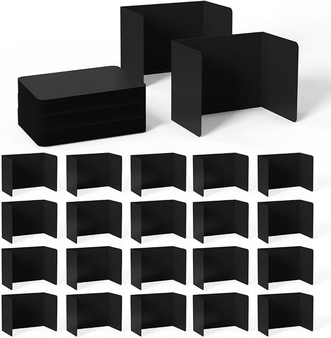 Black 24-Piece Set,Plastic Desk Divider, Student Desk Partition, Water-Resistant and Durable