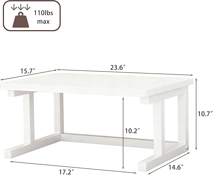 Desktop Printer Stand, 23.6″x 15.7″ 2-Tier Large Printer Shelf fit 3D Laser Printer/Scanner/Fax Machine, Industrial Storage Rack for Home Office Storage, White P6040-W