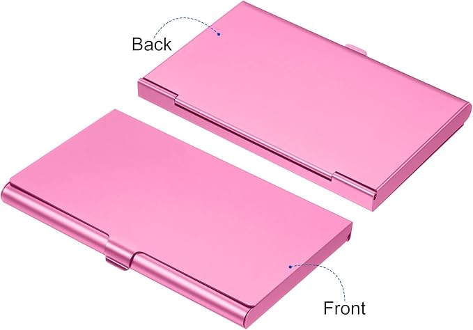 PATIKIL Business Card Holder, Aluminum Alloy Flip Cover Slim Name Cards Case for Women Men, Pink