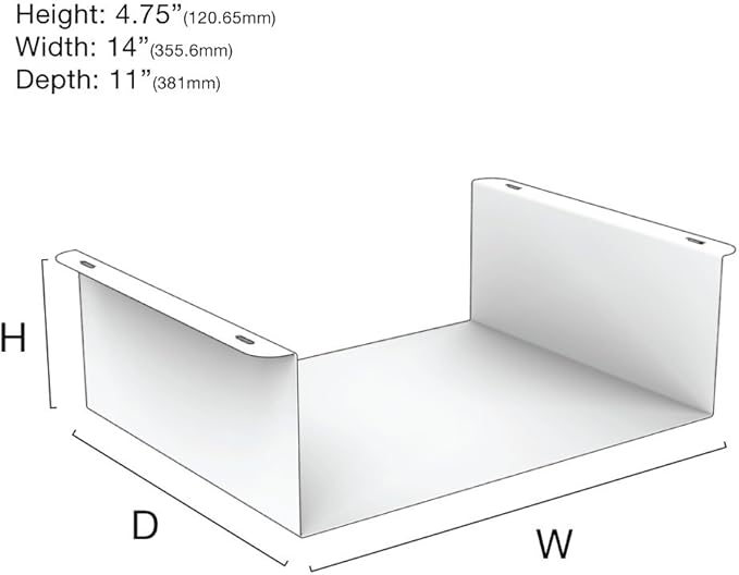 Oeveo Under Mount 445-14W x 4.75H x 11D | Under Desk Computer Mount for SFF Computers | UCM-445 | Made in America