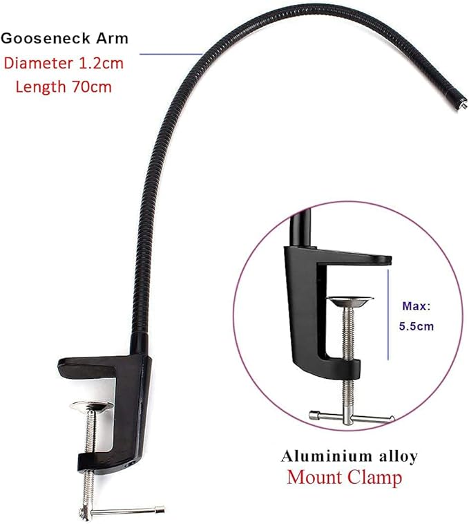 Webcam Stand Holder 27" Adjustable Gooseneck Desktop Camera Desk Clamp Mount for Logitech Webcam C925X, C922, C930e, C930, C920, C615, Etc. (1/4" Threaded)