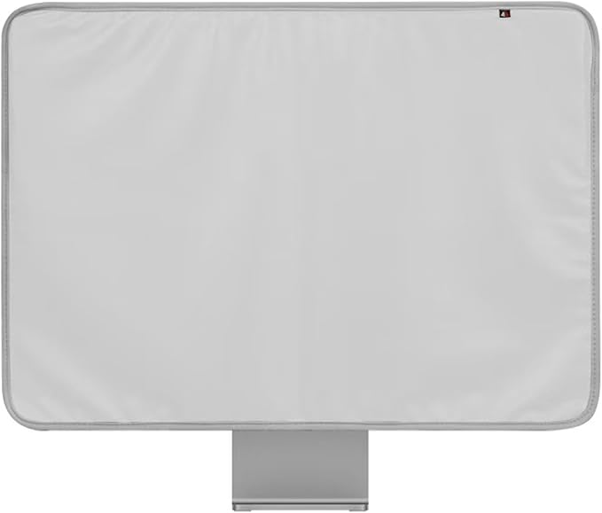 Monitor Dust Cover for iMac 24 inch PU Leather Anti-Static Dustproof Protective Case for LCD/LED/HD Panel Case Computer Sleeve Monitor Dust Cover with Rear Pocket (Silver Gray, 24inch)