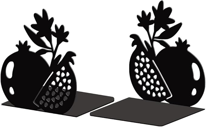 Peacoblue Metal Bookends for Shelves, Modern Decorative Heavy Duty Study Book Support Stoppers for Office, Desk, Shelf, Room 5.3"x4.3"x5.9" Cast Iron Simple Tall Bookends, 1 Pair (Pomegranate)