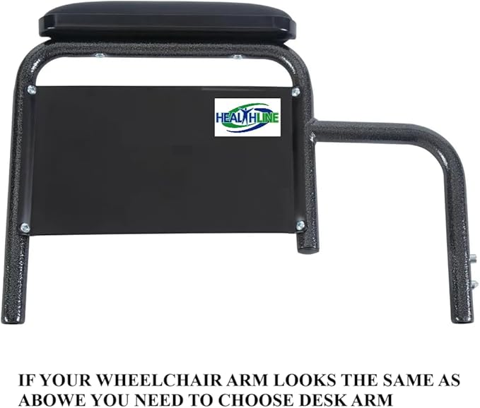 Healthline Padded Armrest For Wheelchairs Vinyl Pair, Universal Arm Pads Replacement 10" DESK ARM, Black