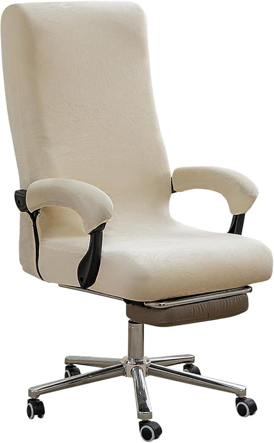 Office Chair Cover with Armrest Covers, High Resilience Velvet Fabric, Universal Fit 22-25 inch Back (Apricot Color)