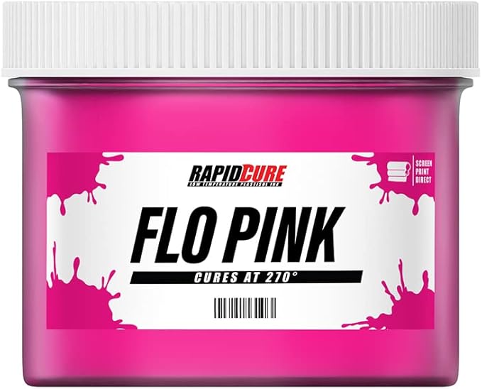 Rapid Cure® Screen Printing Ink Fluorescent Pink (8oz.) - Plastisol Ink for Screen Printing, Fast Curing Fabric Paint - Screen Print Direct®, USA Made