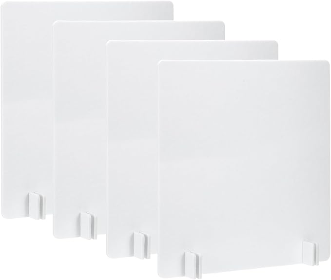 PATIKIL Desk Dividers 24" x 24", 4 Pack Desk Privacy Panel Freestanding Noise Reducing Partition Acoustic Panel with 4Pcs Support Feet for Testing Office Home Library, Pure White Style B