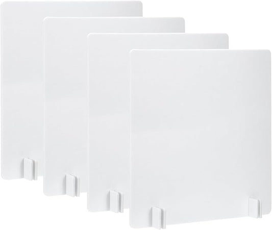 PATIKIL Desk Dividers 24" x 24", 4 Pack Desk Privacy Panel Freestanding Noise Reducing Partition Acoustic Panel with 4Pcs Support Feet for Testing Office Home Library, Pure White Style B