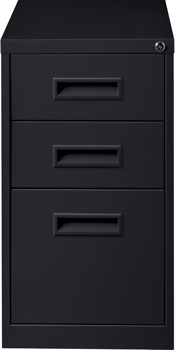 Lorell 1-Divider Mobile Pedestal, Box/Box/File, 15 by 19 by 27-3/4-Inch, Black