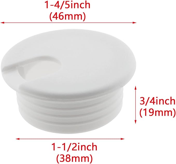 HJGarden 12PCS 1-1/2inch / 38mm Desk Grommet Wire Cord Cable Grommets Hole Cover for Office PC Desk Cable Cord Organizer Plastic Cover, White