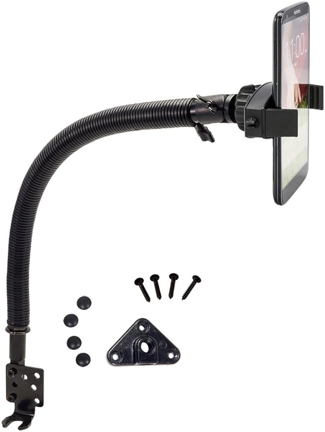 ARKON Mounts Mobile Grip 2 Phone Holder with Car Seat Rail or Floor Mount, For Cars and Trucks, High-Strength Flexible Arm, Compatible with iPhone, Galaxy, & more