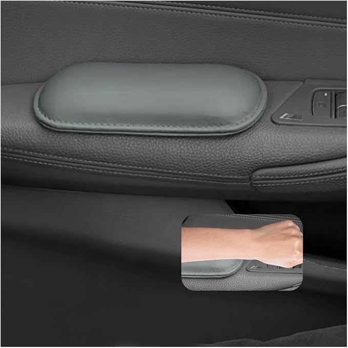 Stacool 2PCS Car Door Armrest Pads,Soft Leather+Memory Foam Car Knee Pads for Arm Support&Protect Elbow and Knee,Universal Car Elbow Pads Car Accessories Interior (Gray)