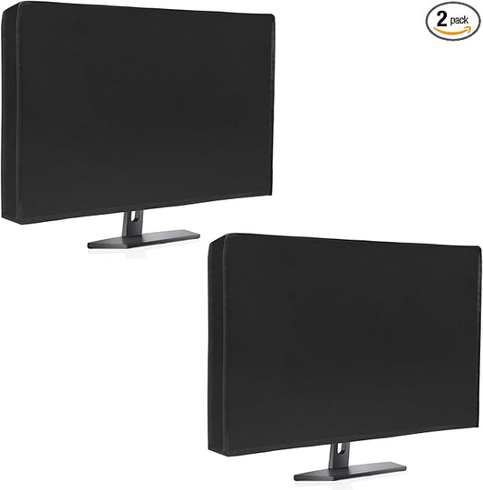 2Pack Waterproof Computer Monitor Dust Cover, Luxiv Black Full Body Cover for Computer Screen Protective Sleeve for Desktops Anti-Static LCD-Silky HD Panel Dust Sleeve