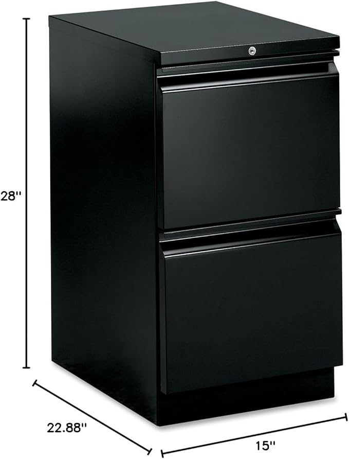 HON Brigade Mobile Pedestal | 2 File Drawers | Radius Pull | 15"W | Black Finish