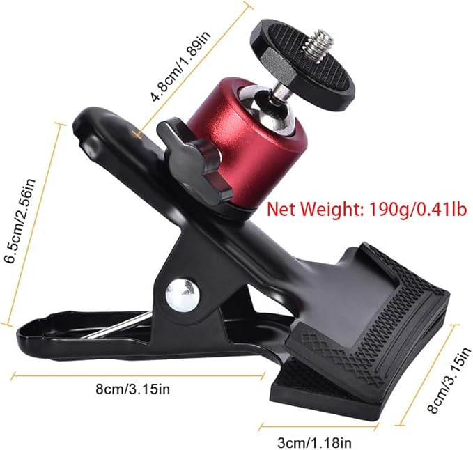 UTEBIT Tripod Camera Clip Clamp with 360 Degree Swivel Mini Ball Head 2 Pack Clip Camera Mount Photography Accessories 1/4'' Screw Black Spring Clamp for DSLR Video Photoshoot Studio