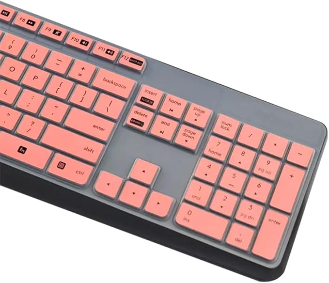 Silicone Keyboard Skin Cover Compatible for Logitech MK235 K375S Wireless Keyboard, Logitech MK235 K375S Keyboard Protector - Pink
