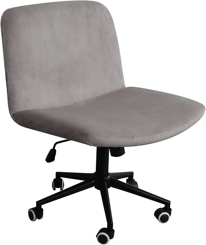NICEEC Criss Cross Chair Cover Armless Office Dorm Desk Chair Covers Vanity Chair Covers Computer Mid Back Wide Seat Chair Without Arms Protector Spandex Stretch Slipcover Light Grey （Only Cover）