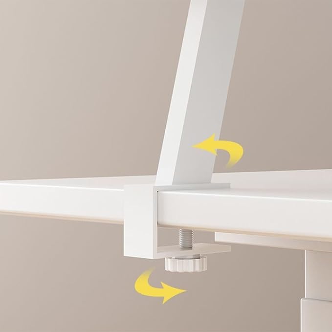Clamp On Desk Organizer Shelf White, Above Desk Storage Extension Portable No Drill Required Bookcase Clamp Rack for Home Office Dorm Workstation and Study Space (White, 39.4x7.8 in)