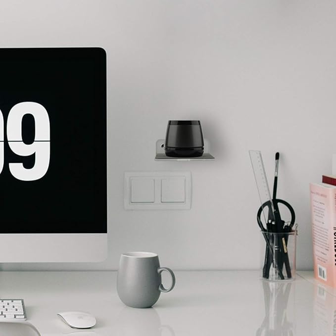 TXEsign Wall Mount for Speakers, Webcam, Phones - Acrylic Floating Shelf (Silky White & Transparent)