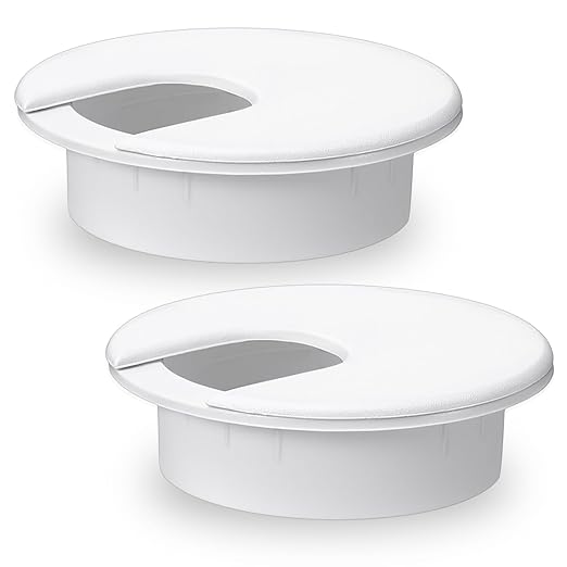 2 Inch Desk Cord Grommets, 2 Pcs Desk Grommet Desk Hole Cover Plastic Grommet Hole Covers for Cords Computer Desks Wires Office Equipment (White)