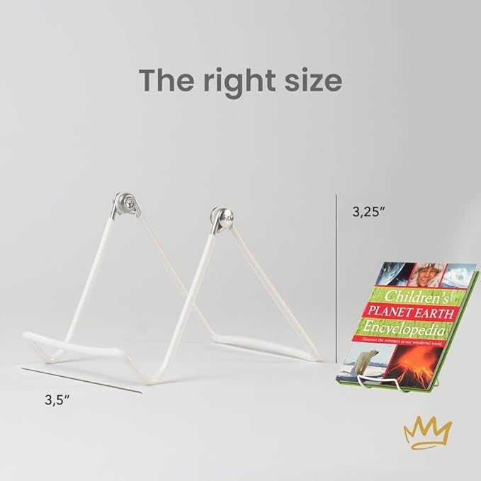 KINGDOM SOLUTIONS MADE IN USA 12-Pack Adjustable White Metal Easels - Book Stand - Sturdy Plate Stand for Art, Pictures, Books, Frames - Unique on the Market