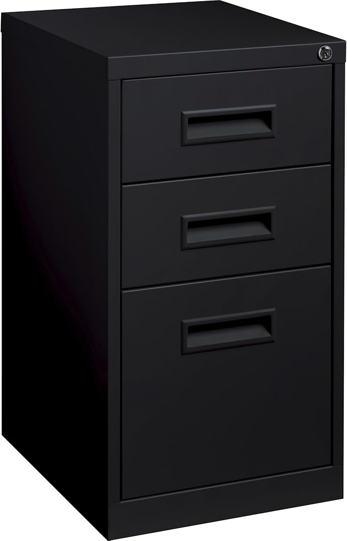 Lorell 1-Divider Mobile Pedestal, Box/Box/File, 15 by 19 by 27-3/4-Inch, Black