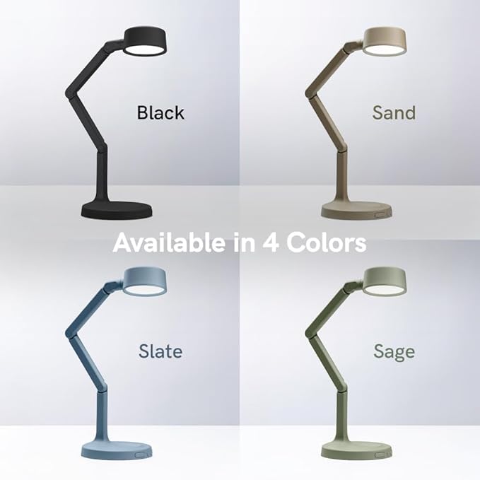 LUME CUBE Edge Light Go - Rechargeable Cordless Table Lamp - Perfect Lighting Wherever You Need it - Battery Powered LED Desk Light with Red Light Mode & Wireless Charger (Sage)