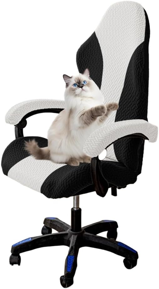 Gaming Chair Cover - Stretchable Machine Washable Fabric Computer Chair Seat Slipcovers Fits Most Office/PC Chairs & Racing Style Seats (NO Chair),Black a