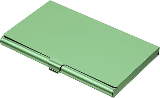 PATIKIL Business Card Holder, Aluminum Alloy Flip Cover Slim Name Cards Case for Women Men, Green