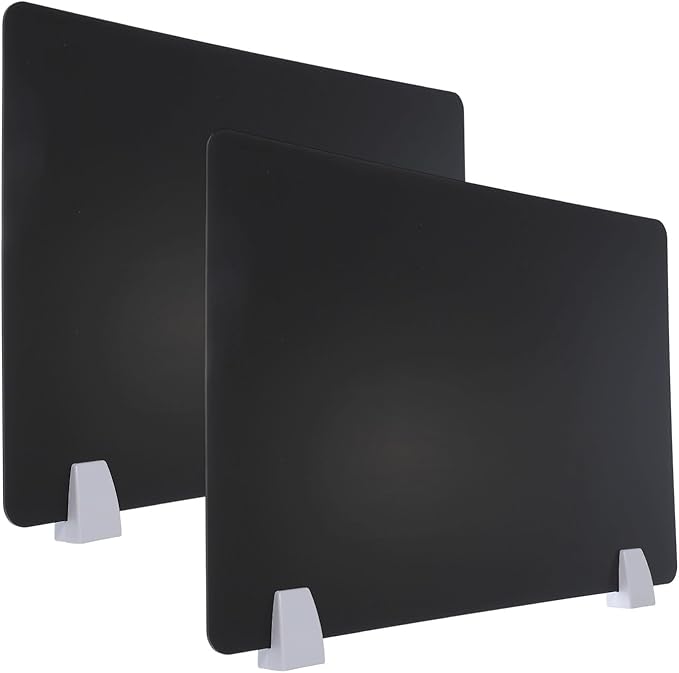 PATIKIL 40x60cm Desk Divider, 2 Sets Desk Privacy Panel Acrylic Office Partition Boards Table Testing Dividers Portable Panel Sneeze Guard Protective Shield for Office Kitchen Sink, Black