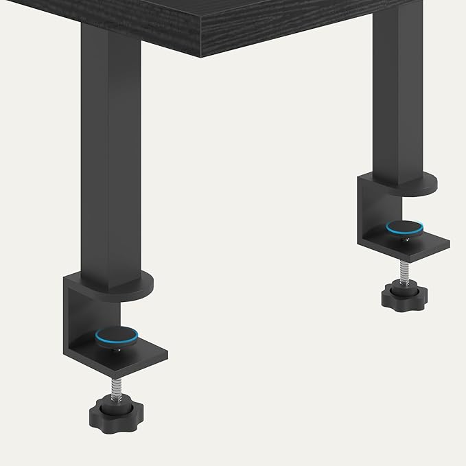MAHANCRIS Clamp On Desk Organizer, 2-Tier Desktop Bookshelf, Adjustable Desk Storage Shelf, Metal Frame, for Office, Study and Game Room, Black DSBK3501