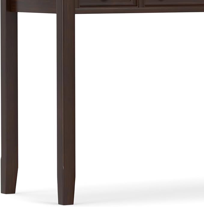 SIMPLIHOME Amherst Desk - 54 Inch Wide Solid Wood Writing Desk in Russet Brown, Transitional Home Office Computer Table for Workspace or Study with 2 Drawers and Flip-Down Keyboard Tray