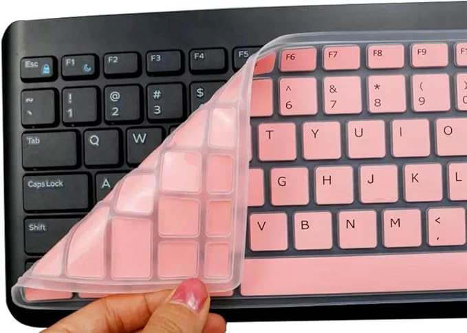 Silicone Keyboard Cover Skin Compatible for Dell Wireless Keyboard KM3322W KM117, Dell KM3322W KM117 Wireless Keyboard Protector (Pink)