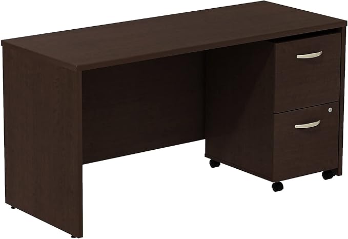 Bush Business Furniture Series C 60W Desk/Credenza Shell with 2-Drawer Mobile Pedestal