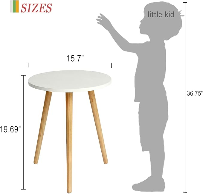 AWASEN Round Side Table, Small Accent Table Nightstand Modern End Table for Living Room Bedroom Office Small Spaces, 15.7''D x 19.69''H (White)