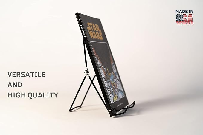 KINGDOM SOLUTIONS MADE IN USA 2-Pack Adjustable Black Metal Easels - Book Stand - Sturdy Plate Stand for Art, Pictures, Books, Frames - Unique on the Market
