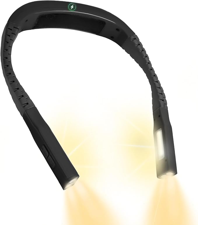 Neck Light,Book Lights for Reading at Night,3 Modes 4 Light Portable Rechargeable1200mAh, Perfect for Night Crochet Knitting Cross Stitch Crafting,Book Lovers Gift