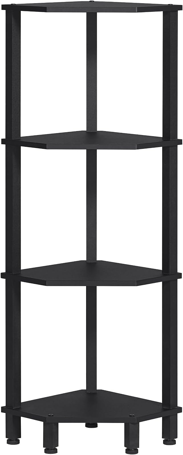 YUFAM 4-Tier Corner Shelf with Sturdy 5-Leg Base, 40in Tall Narrow Bookcase for Small Spaces, Wooden Plant Display Shelf, Thin Bookshelf for Living Room, Bedroom, Office, Black