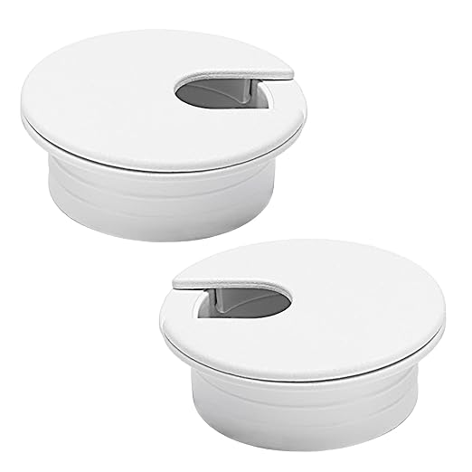 EASYEAH 2 Pcs Desk Grommet 2" / 50 mm, Desk Cord Hole Cover, Cable Grommet ABS Plastic, Desk Hole Grommet for Home & Office Pc, Detachable Cable Cord Organizer-White